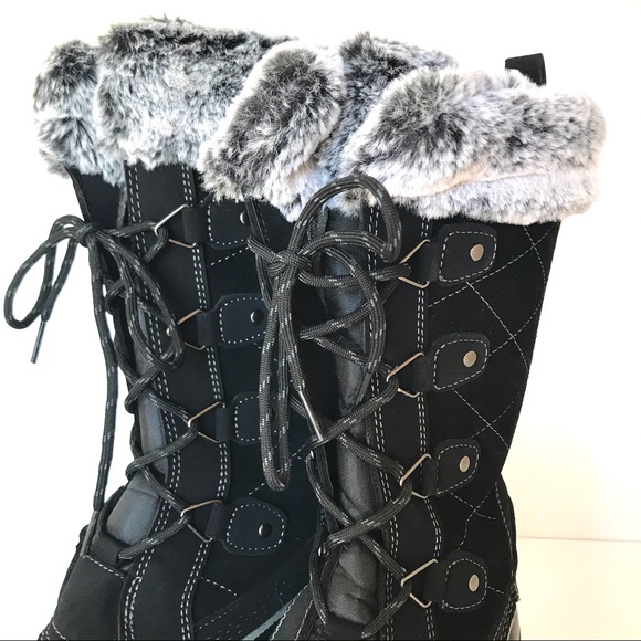 Khombu Black Lace Up Winter Boots (9M) - Picture 3 of 10